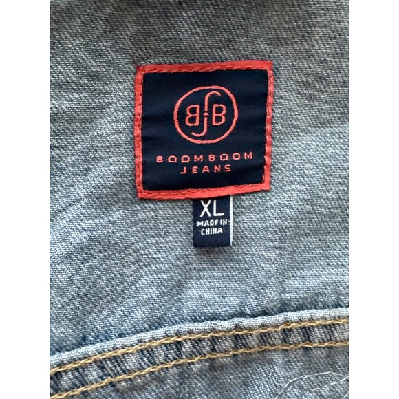 Boom Boom Jeans Denim Jacket Sequin Pineapple & Cactus Patches on Front Size XL - Picture 6 of 7